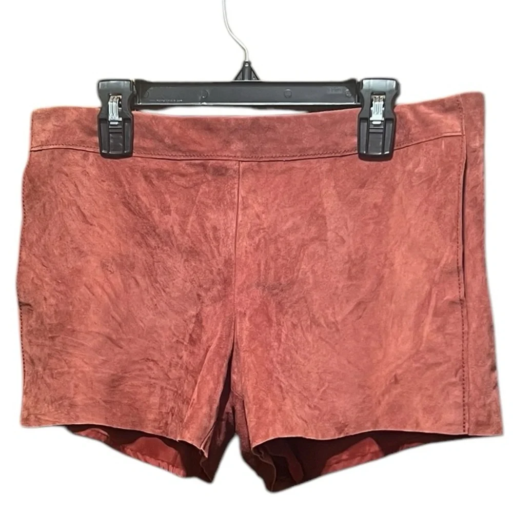 Tory Burch Brick‎ Color Lined Hidden Side Zipper Cattle Leather Shorts Size 4